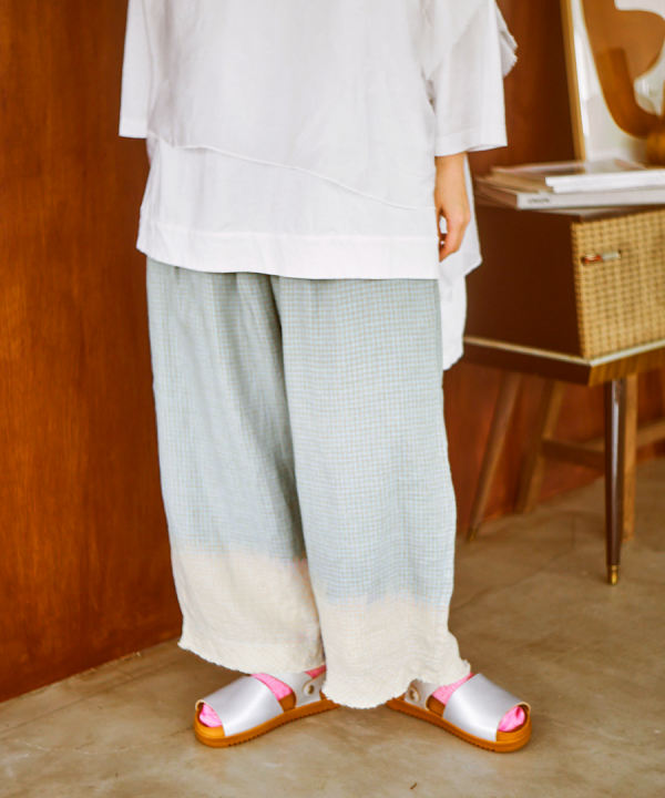 リネンギンガムチェック　パンツ